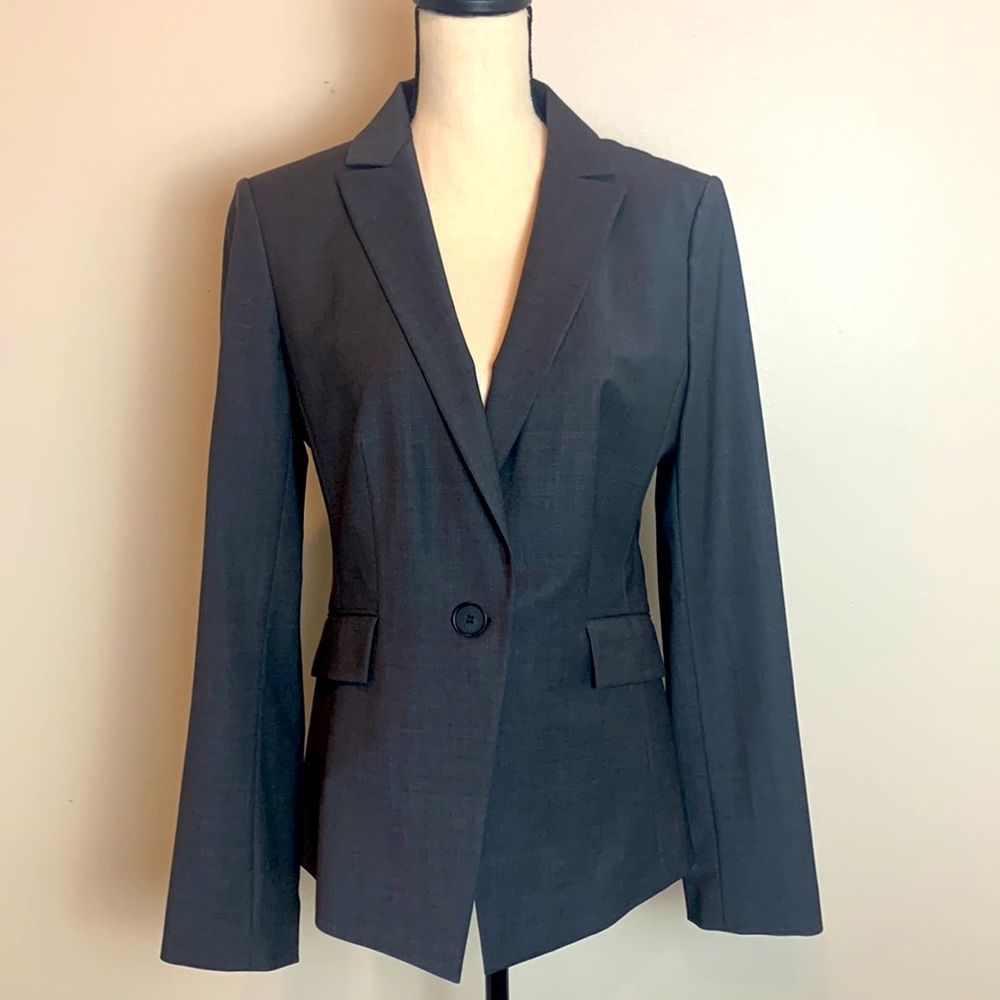 Ann Taylor Virgin Wool Charcoal Blazer Size 10